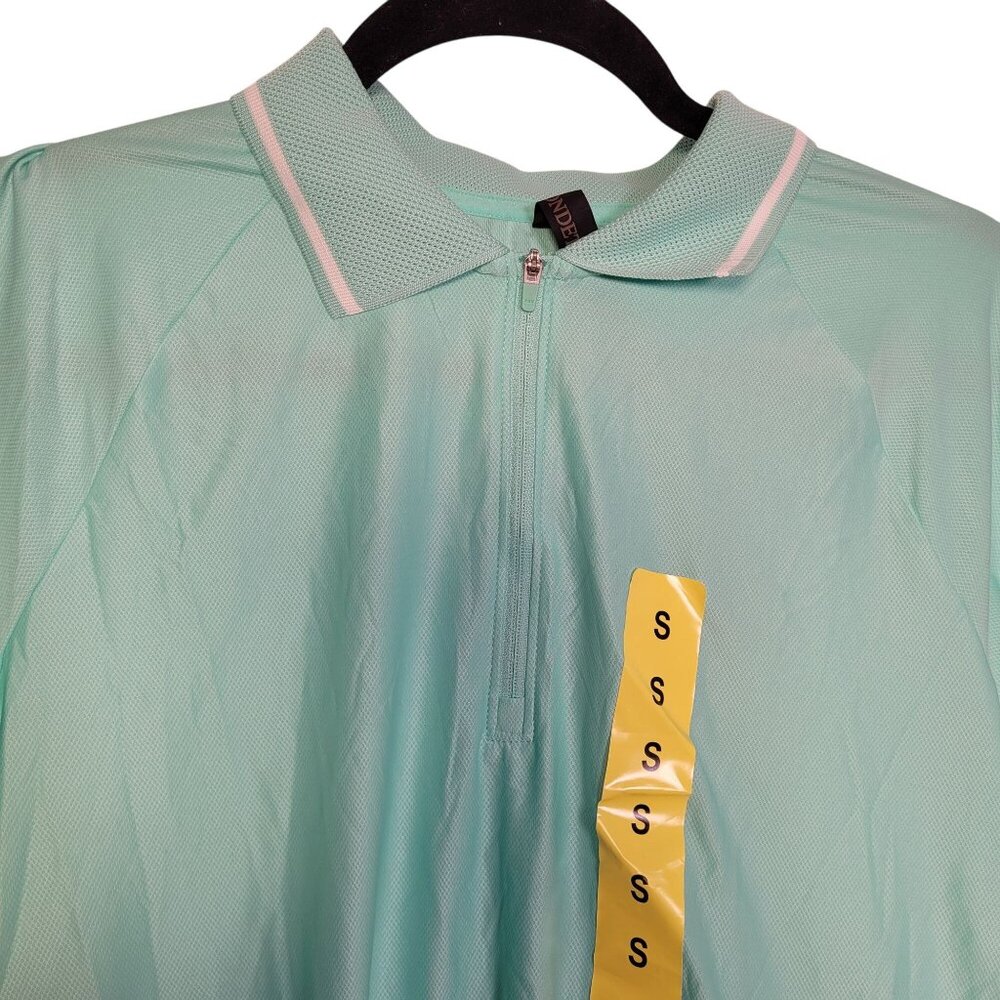 Mondetta Women's Active 1/4-Zip Short Sleeve Mesh Polo Shirt Green Small - Picture 3 of 11
